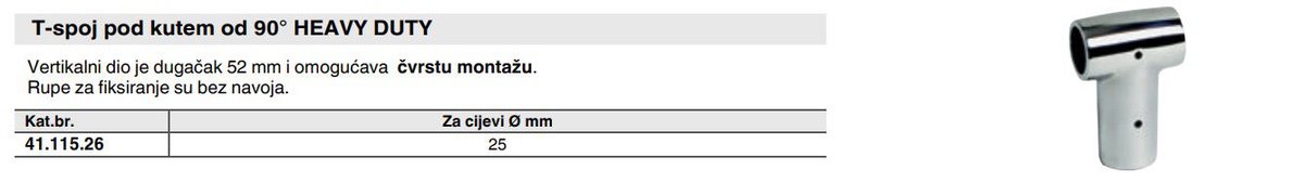 Spoj T Pod Kutem Heavy Duty Za Cijevi Mm Unimar Hr