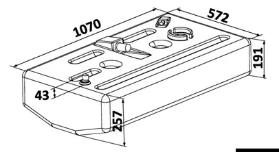 spremnik, rezervoar za benzin - 120 l, 1070x572x257+43 mm