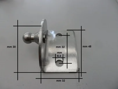 pločica za fiksiranje opruga verzija od 90° - 30x50x30 mm, kuglica 10 mm vanjska