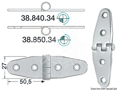 šarnir od sjajnog inoxa 2 mm - 101x27 mm, obrnut