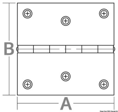 šarnir od sjajnog inoxa 1,3 mm - 75x75 mm