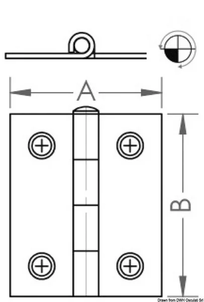 šarnir od sjajnog inoxa 0,8 mm - 40x40 mm