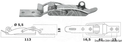 zatvarač na polugu od inoxa sa držačem za lokot - 113 mm