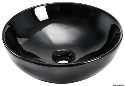 polukružni umivaonik - za ravnu površinu, crna keramika, 365 mm