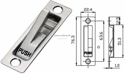 zatvarač za klizna vrata - od sjajnog inoxa, 76,3x22,4 mm