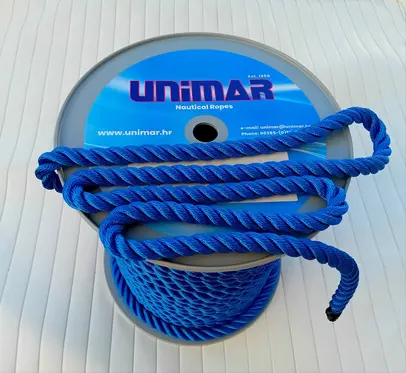 Konop za privez Unimar trožilni poliester 14 mm svijetlo plava