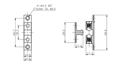 držač za vrata Delux - inox, 49,6x10 mm