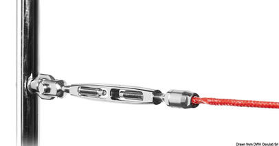 Zatezač s otvorenom kromiranom kanulom za ograde jedrilica