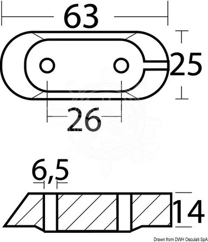 cink anoda za motore 4/70 KS, 4-taktne - cink, otvor 6,5 mm