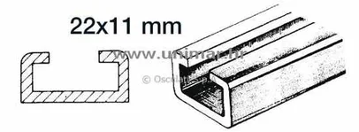 šina za klizanje i pomicanje nogu tendi - 22x11 mm (komad 1 m)