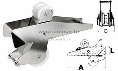 pramčana vodilica preklopna od inoxa 320 mm za sidra do 14 kg