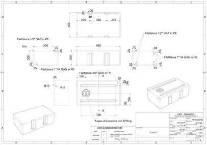 spremnik - rezervoar za pitku vodu - tvrdi, 130 l, 880x500x300 mm