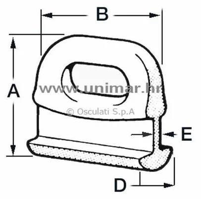 klizač za glavno jedro - 25x25x10x3 mm