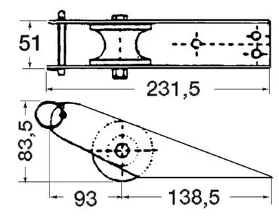 pramčana vodilica inox 232x51mm