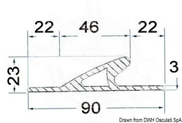 profil za zaštitu od špricanja - svijetlo sivi RAL7035, 3x90x23 mm