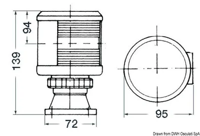 svjetlo navig. DHR do 20 m - crveno 360° - okruglo s bazom