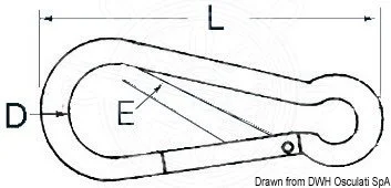 karabin sa zatvaranjem u ravnini, inox, bez oka, 5 mm