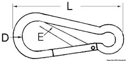 karabin sa zatvaranjem u ravnini, inox, sa okom, 5 mm