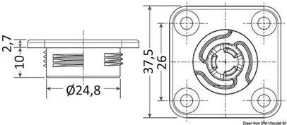 model DELAHOUSSE samonivelirajući kvadratni s otvorom 25 mm