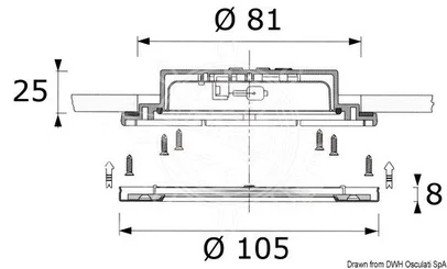 plafonjera halogena ugradbena - IP65 inox/kaljeno staklo