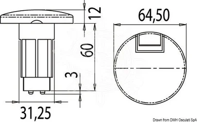 baza za svjetleći stupić s inox poklopcem 63x64x31 mm