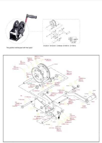 ručno vitlo za navlačenje plovila - nosivost 540 kg (140 x 88 mm)