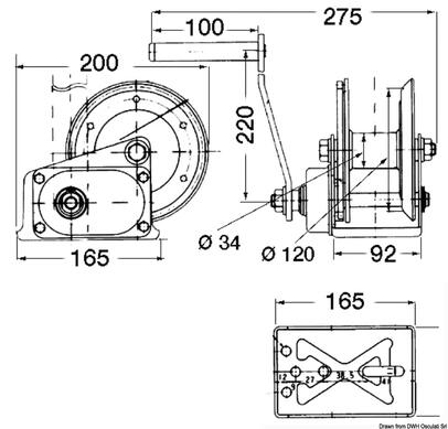 Ručno vitlo za navlačenje plovila sa kočnicom