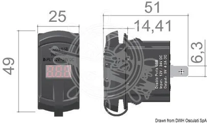 utičnica za struju s dvostrukim USB-om 12/24V