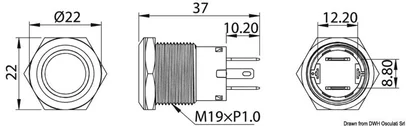 prekidač FLAT od inoxa LED bijeli - ON-OFF - 12V 20A