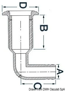 ispust u more 90° plastika/inox - 1" x 49 mm