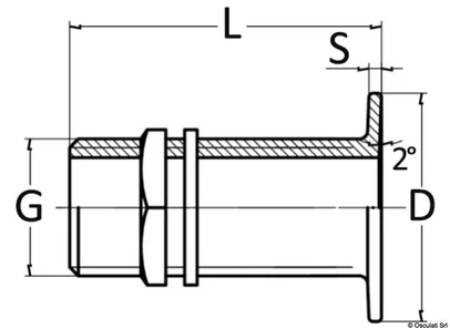 ispust u more, sa navojem 3/8'' - kromirani mesing