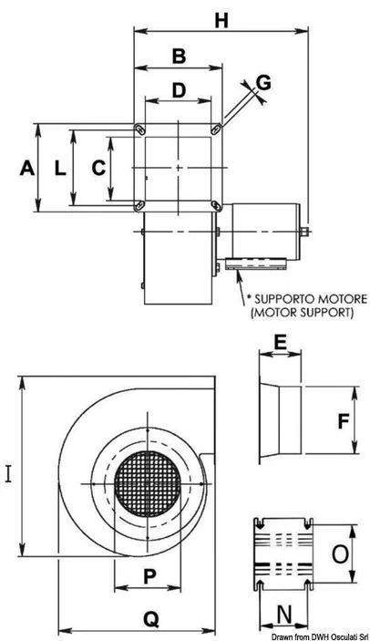 ventilator centrifugalni od čelika - rotacija RD, 24V, 300W