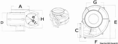 aspirator centrifugalni za montiranje na pregradu - 24V, 1000 m3/h