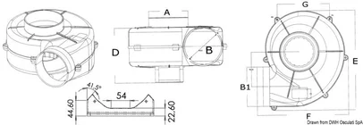 aspirator centrifugalni za montiranje s nosačima - 12V, 500 m3/h