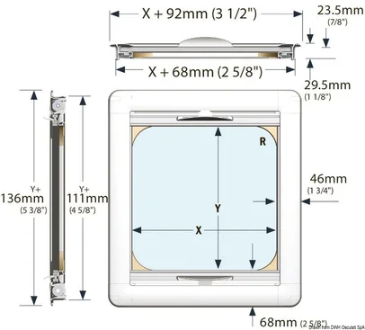 zavjesica DOMETIC Recessed SkyScreen za Lewmar 44 - 442x442 mm