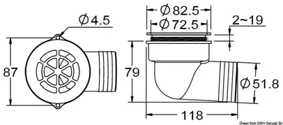 ispust u more 90° sa zaštitom od povrata - 38 mm