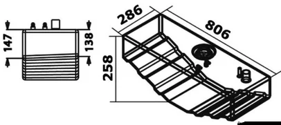 spremnik, rezervoar za gorivo - 40 l, 806x286x258+40 mm
