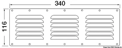 rešetka za ozračivanje prostora - inox, pravokutna, 116x340 mm