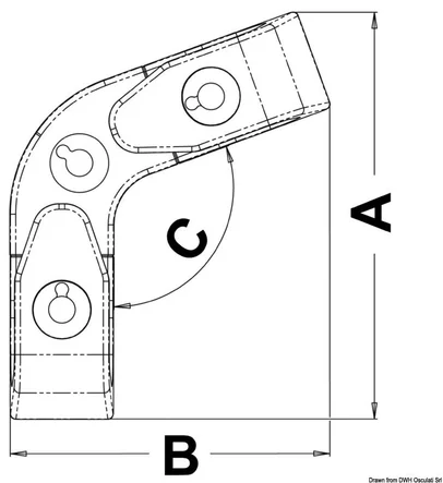 zjevača kutna s koloturima - valjci + nevidljivi vijci - 152x120 mm, kut 110°