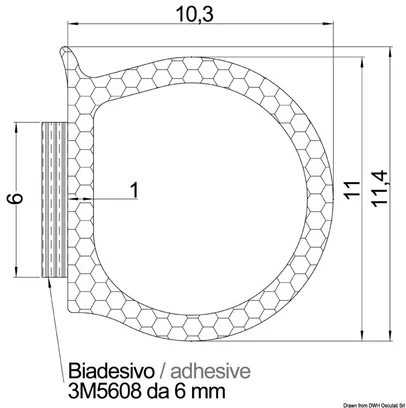 profil samoljepivi - crni, baza 11,4 mm