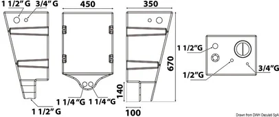 spremnik otpadnih voda, za montiranje na stijenku - 60 l, 450x350x670 mm