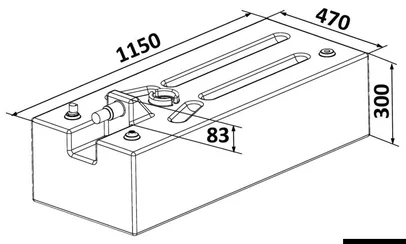 spremnik, rezervoar za benzin - 142 l, 1150x470x300+83 mm