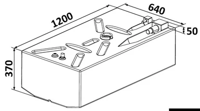 spremnik, rezervoar za benzin - 239 l, 1200x640x370+50 mm