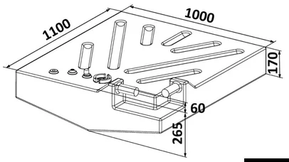 spremnik, rezervoar za benzin - 206 l, 1100x1000x265+60 mm