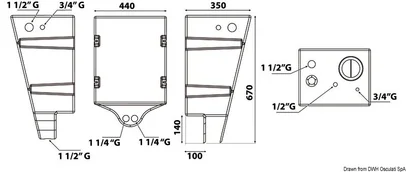 spremnik za pitku vodu - za montiranje na pregradu, 60 l, 450x350x670 mm