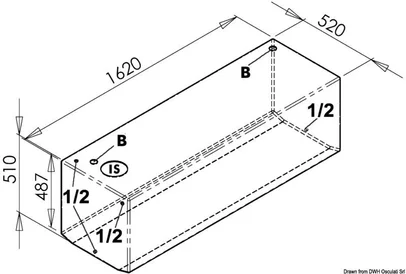 spremnik za pitku vodu - tvrdi, 350 l, 1620x520x510 mm