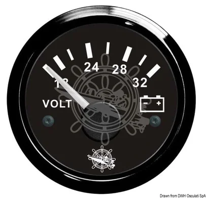 voltmetar - crni, skala 18/32 V, 24V