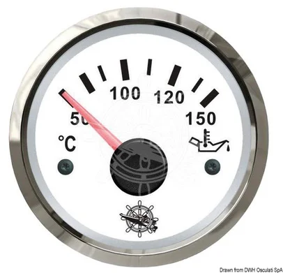 pokazivač temperature ulja - bijeli, okvir sjajni, skala 50-150°C