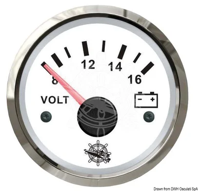 voltmetar - bijeli, okvir sjajni, skala 8/16 V, 12V