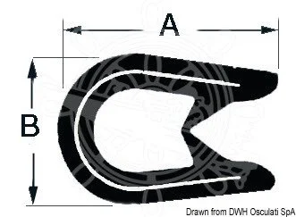 profil za obrubljivanje - crni PVC, 14x10 mm